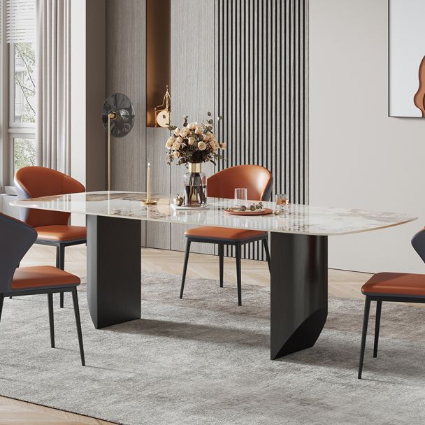 Metal Modern Rectangle Dining Table Sintered Stone Table for Dining Room and Kitchen Clearhalo ' dining_table' 'Dining Tables & Seating' 'Dining Tables' 'Furniture' 'furniture_dining_table' 'Kitchen & Dining Furniture' 'kitchen&dining_furn' 'kitchen' 'kitchen_dining_table' 1200x1200_1d5b749a-6af9-4525-8168-f2b21c53348a