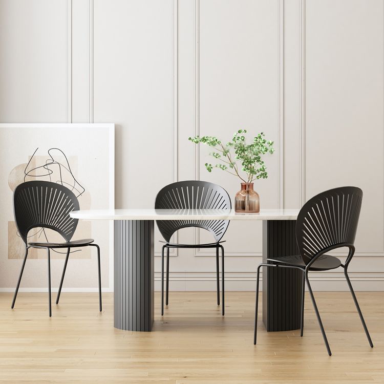 Double Pedestal Dining Table Modern Table for Home and Kitchen Clearhalo 'Dining Tables & Seating' 'Dining Tables' 'dining_table' 'furn' 'furn_dining_table' 'Furniture' 'Kitchen & Dining Furniture' 1200x1200_1d5c943f-8c14-4850-ba38-13be615cd7ca