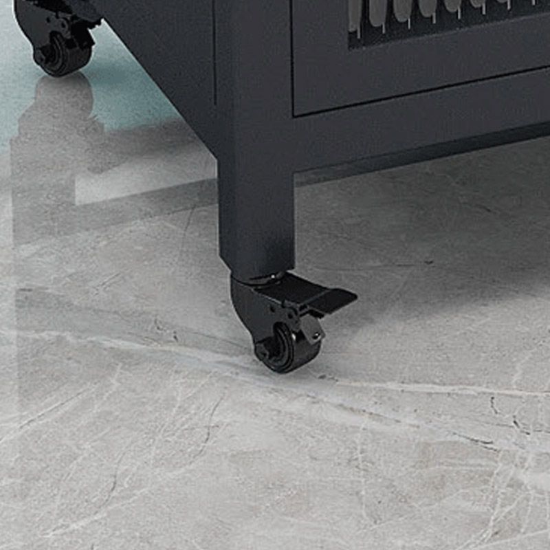 Modern Dining Room Prep Table Rectangular Kitchen Trolley with Storage Cabinet