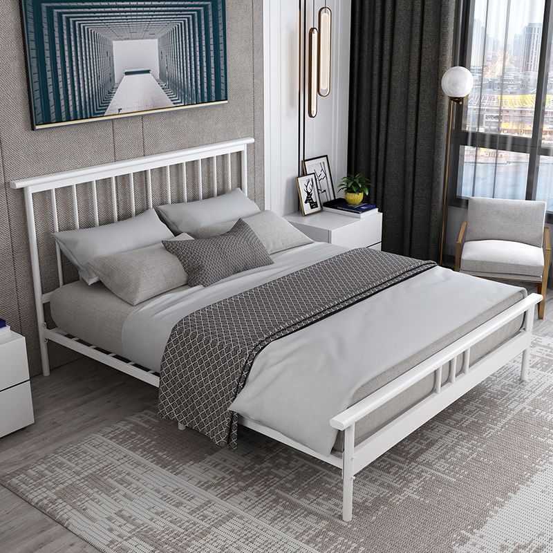 Modern Metal Folding Bed Rectangular Open-Frame Bed with Headboard