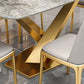 Gray Sintered Stone Dining Table Traditional Luxury Dining Table with Gold Frame Clearhalo 'Dining Tables & Seating' 'Dining Tables' 'dining_table' 'furn' 'furn_dining_table' 'Furniture' 'Kitchen & Dining Furniture' 1200x1200_1d5fdddb-aad4-4317-a8c7-db21609114ff