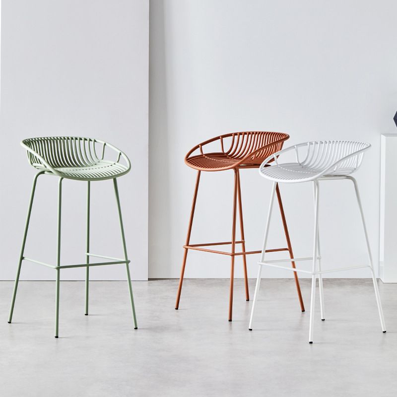 Modern Dessert Shop Low Back Stool Matte Finish Iron Bar Stool Clearhalo 'Bar Furniture' 'Bar Stools' 'bar_stools' 'furn' 'furn_bar_stools' 'Furniture' 'furniture_bar_stools' 'Kitchen & Dining Furniture' 1200x1200_1d615e05-2aea-432d-9dbc-2e6d63ee50d5