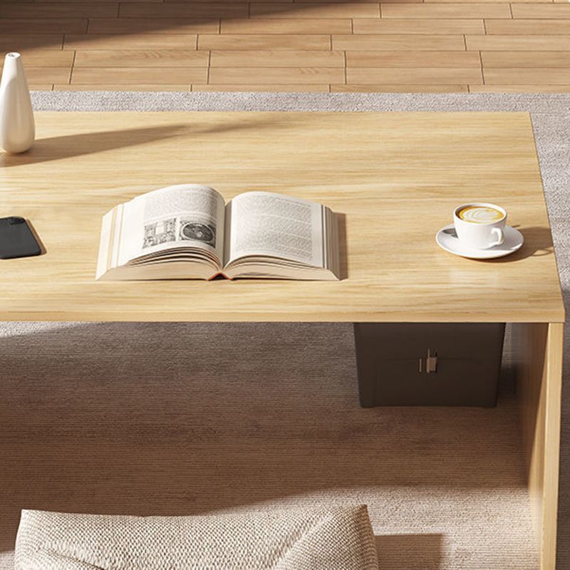 12.5"/15.7" Tall Modern Sled Base Wood Rectangular Table Top Coffee Table Clearhalo 'Coffee & Accent Tables' 'Coffee Tables' 'coffee_tables' 'furn' 'furn_coffee_tables' 'Furniture' 'furniture_coffee_tables' 'Living Room Furniture' 1200x1200_1d61954a-4461-4cbb-b36e-11e810487ff3