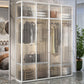 Contemporary Tempered Glass Wardrobe Armoire Freestanding Wardrobe with Shelves Clearhalo 'Armoires & Wardrobes' 'armoires_wardrobes' 'Bedroom Furniture' 'furn' 'furn_armoires_wardrobes' 'Furniture' 1200x1200_1d6297e5-68ce-4f51-b7a4-132a11b64244