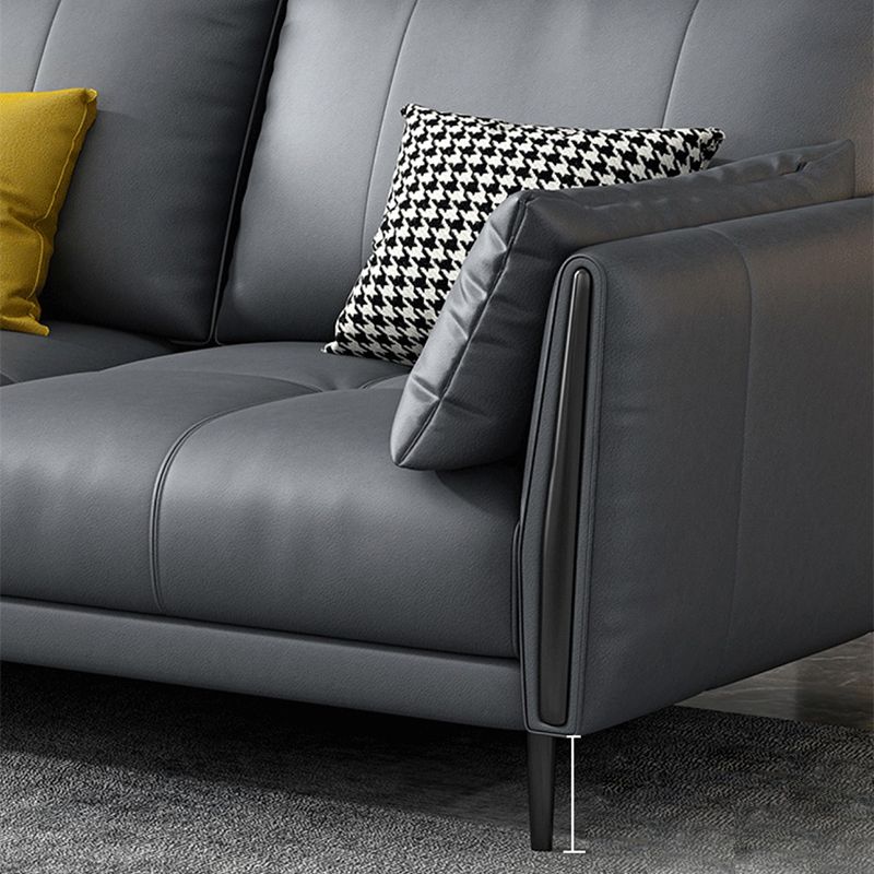 Grey Removable Cushions Faux Leather Straight Arm Sofa/Sectional with Wear-Resisting Clearhalo 'furn' 'furn_sectionals' 'Furniture' 'Living Room Furniture' 'Sectionals' 1200x1200_1d62c25e-9a9b-42c4-8c1d-1490917734c9
