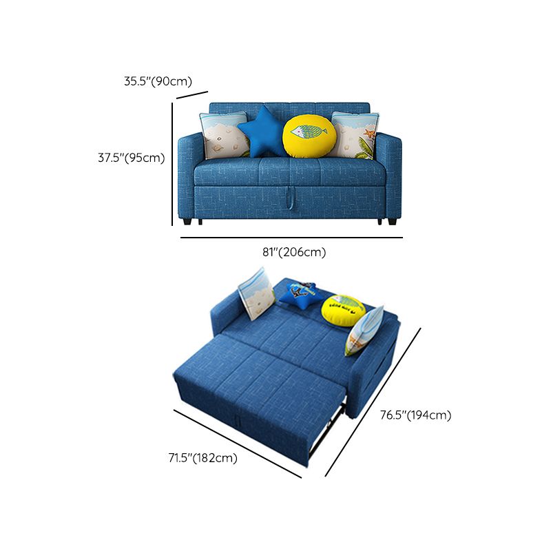 Divano a braccio quadrato convertibile con cuscini divano letto in blu scuro per appartamento
