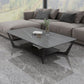 Modern Slate Cross Legs Coffee Table with Shelf Rectangular Cocktail Table in Black