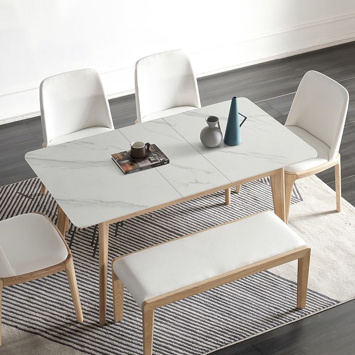 Rectangle Extendable Stone Dining Site Table Traditional Luxury Dinette Table with 4-foot Clearhalo ' dining_table' 'Dining Tables & Seating' 'Dining Tables' 'furn' 'furn_dining_table' 'Furniture' 'furniture_dining_table' 'Kitchen & Dining Furniture' 'kitchen&dining_furn' 'kitchen' 'kitchen_dining_table' 1200x1200_1d663a01-f742-4b89-99ec-e9849e562c84