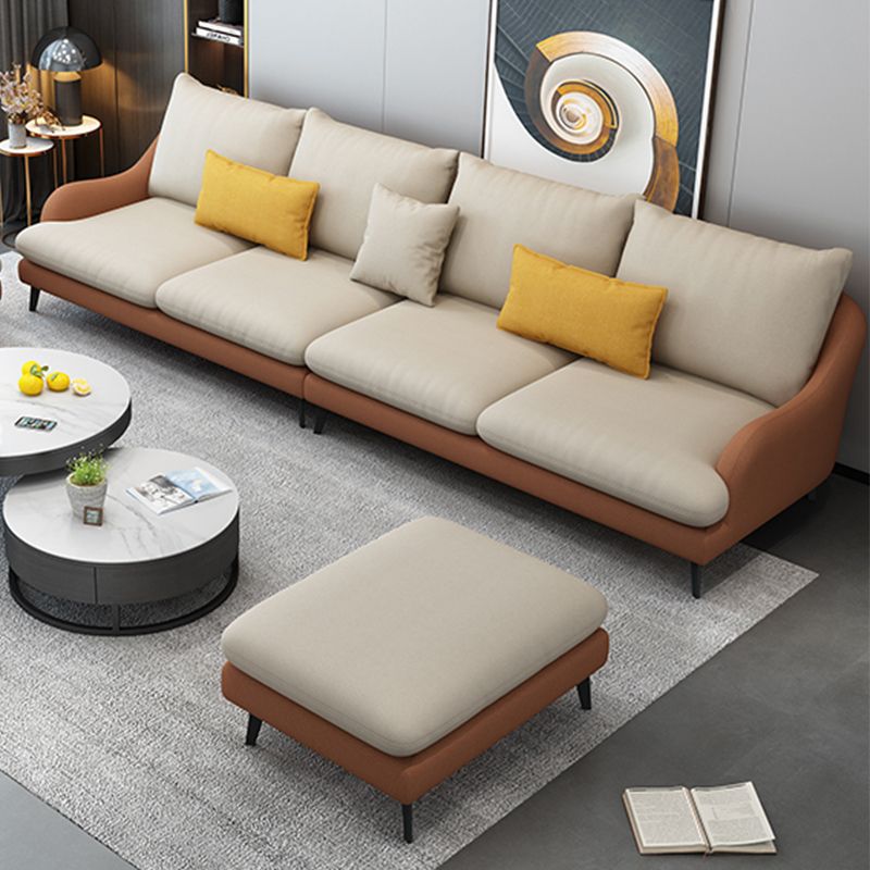 126.0"W √ó 59.06"D √ó 35.83"H Faux Leather Recessed Arm Sectional with Slipcovered Clearhalo 'furn' 'furn_sectionals' 'Furniture' 'furniture_sectionals' 'Living Room Furniture' 'Sectionals' 1200x1200_1d66ff4b-9a26-48e3-8188-0d0e30767457