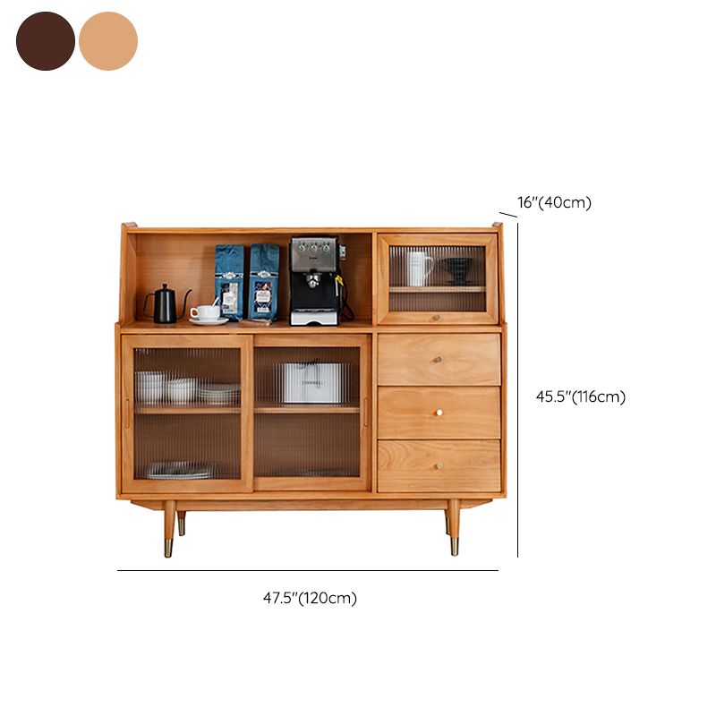 Contemporary Dining Hutch Glass Doors Pine Storage Cabinet for Dining Room Clearhalo 'Display & China Cabinets' 'display_china_cabinets' 'furn' 'furn_display_china_cabinets' 'Furniture' 'Kitchen & Dining Furniture' 1200x1200_1d6823e0-905b-44e3-9cc9-8e46abc23d67
