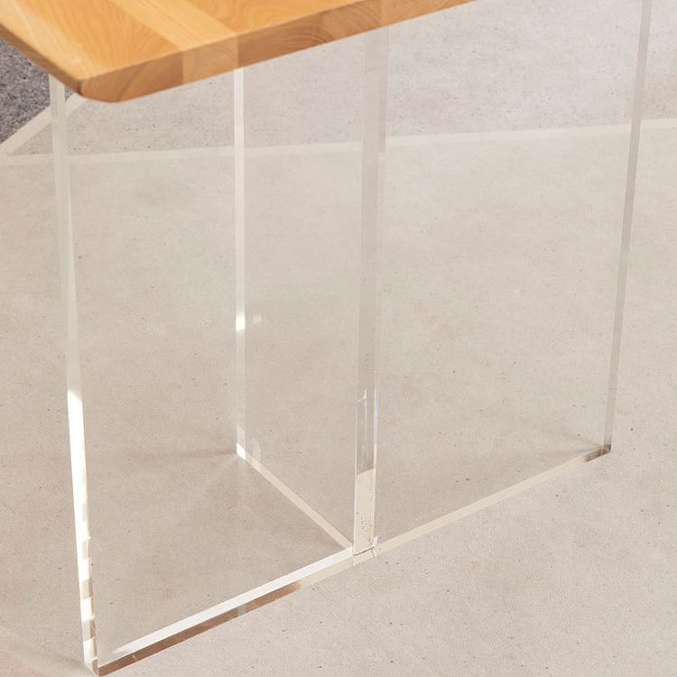 Mesa de comedor rectangular con pedestal doble, mesa de madera moderna para cocina