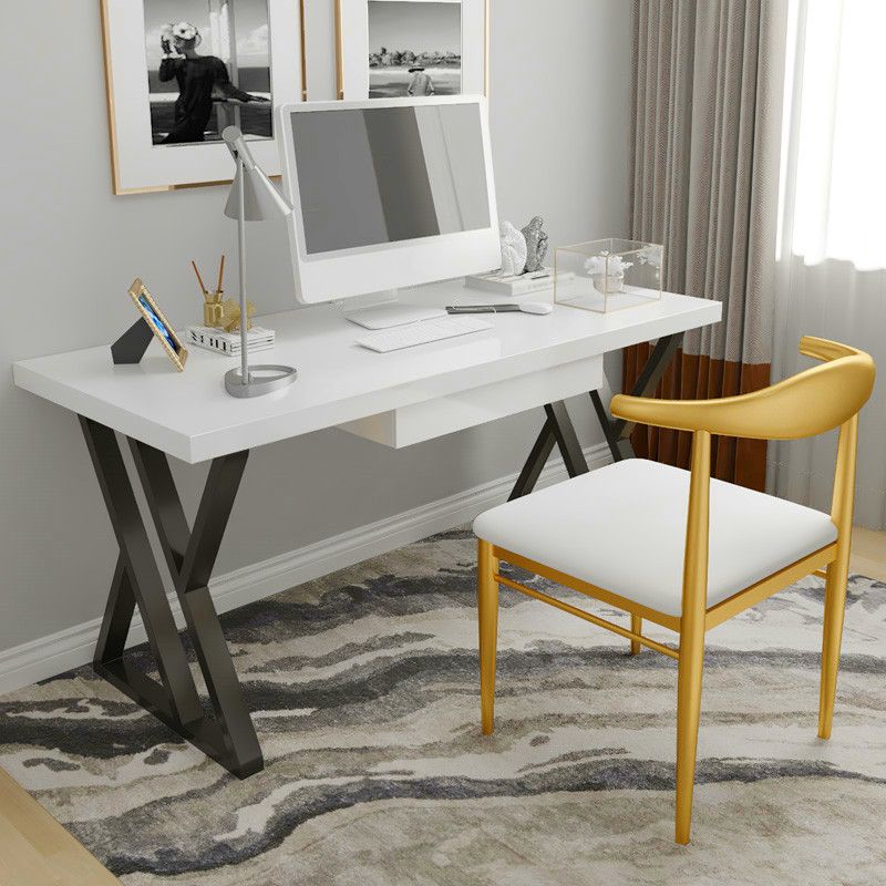 Escritorio de oficina de 1 cortavadora Glam de escritorio rectangular de madera maciza para el hogar