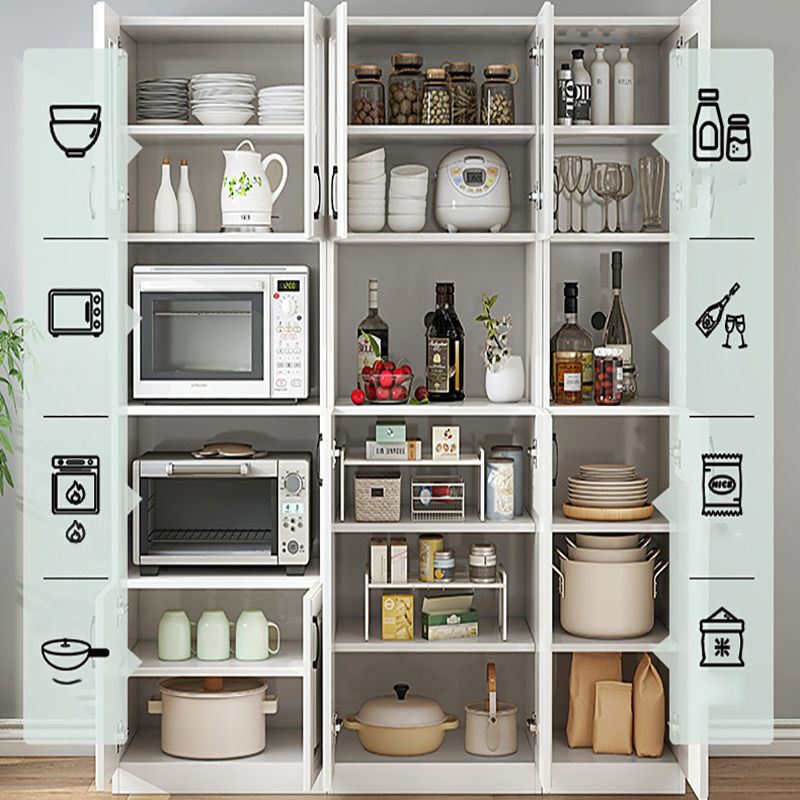 Serveur d'étagères réglables blanches 69,9 "H crédinza en bois d'ingénierie avec porte en verre