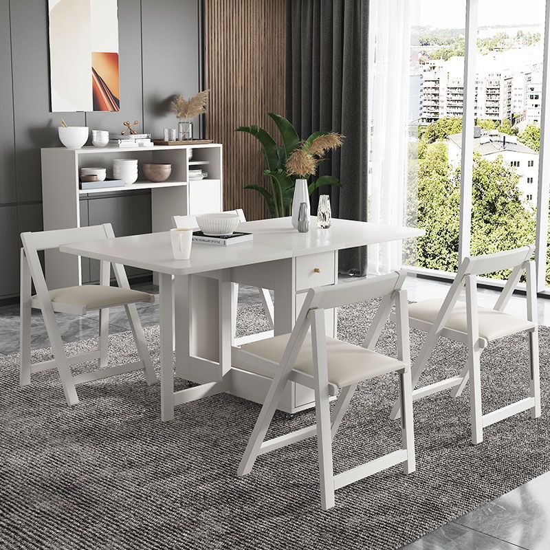 3/5/7ピースモダンな白い木製長方形の折りたたみ折りたたみダイニングセット