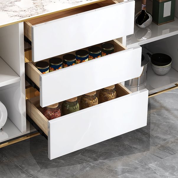 Glam Style Credenza Stone Buffet crédenza avec des tiroirs et des armoires