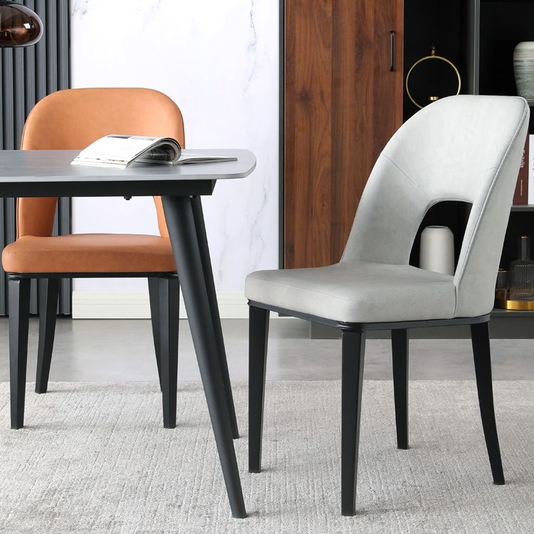 Matte Finish Contemporary Dining Side Chair Leather Open Back Dining Chair Clearhalo ' kitchen&dining_furn' 'Dining Chairs' 'Dining Tables & Seating' 'dining_chair' 'furn' 'furn_dining_chair' 'Furniture' 'furniture_dining_chair' 'Kitchen & Dining Furniture' 'kitchen' 1200x1200_1d6ec7fc-4123-41be-9f55-4d89ac22bd4f