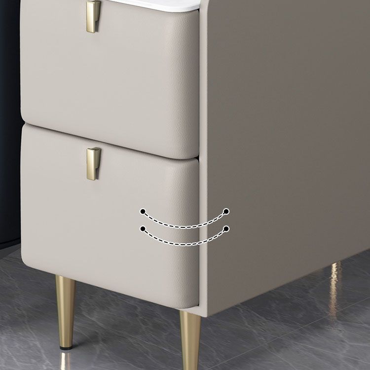 Tavola del lato superiore in ardesia rettangolare moderna 23.6 "Fine 4 gambe in metallo alto 4 gambe con 2 cassetti