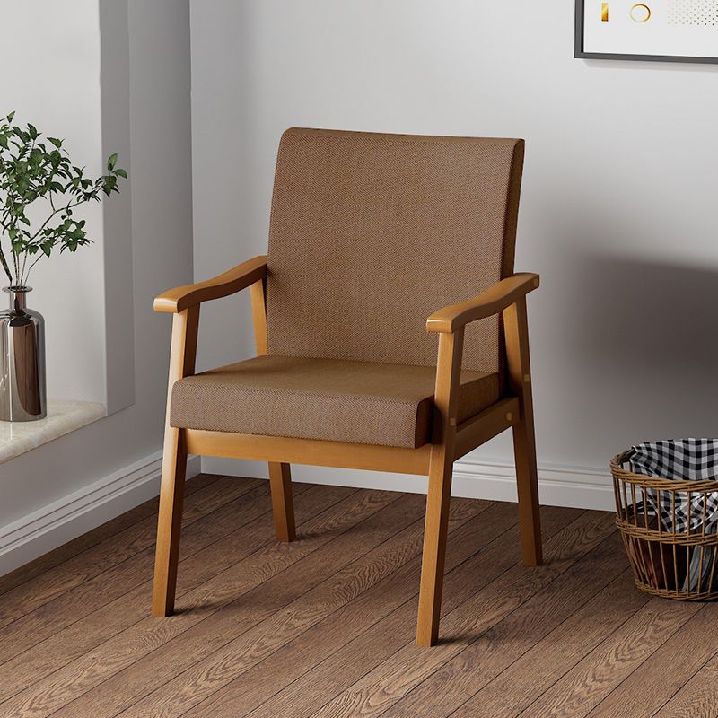 Mid-century Modern Rubberwood Solid Wood Frame Basic Four Leg Accent Armchair