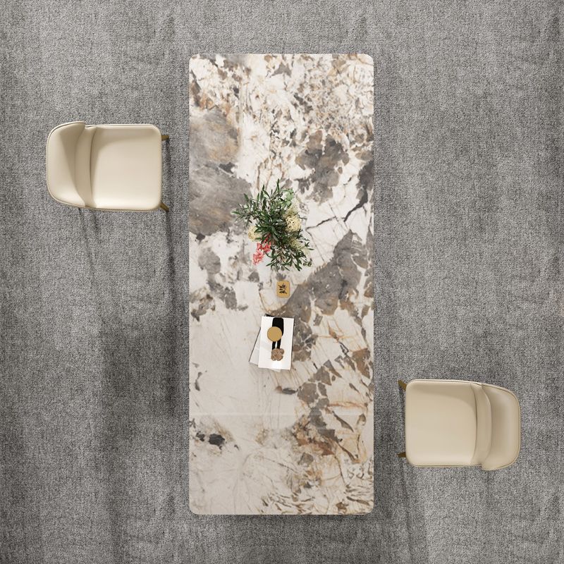 Luxury Sintered Stone Top Dining Table Rectangle Table with Gold Double Pedestal Clearhalo ' dining_table' 'Dining Tables & Seating' 'Dining Tables' 'furn' 'furn_dining_table' 'Furniture' 'furniture_dining_table' 'Kitchen & Dining Furniture' 'kitchen&dining_furn' 'kitchen' 'kitchen_dining_table' 1200x1200_1d71f71c-5de5-4471-b454-e8a0655cd8dd