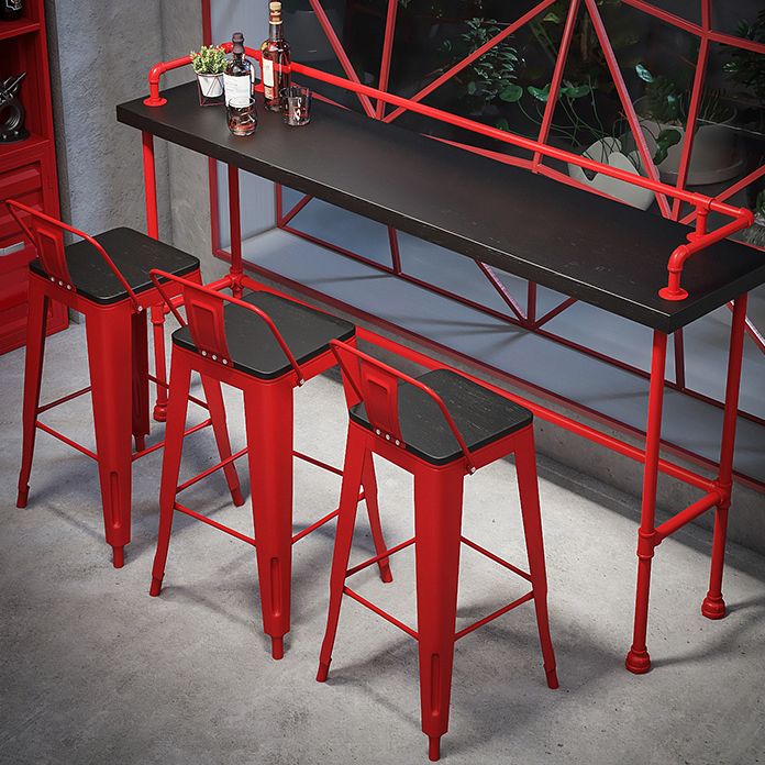 Black and Red Counter Set Industrial 1/4 Pieces Rectangle Wood Counter Set Clearhalo 'Bar Furniture' 'furn' 'furn_home_bar_bar_sets' 'Furniture' 'Home Bars & Bar Sets' 'home_bar_bar_sets' 'Kitchen & Dining Furniture' 1200x1200_1d723511-28bb-4201-8a97-b8b20683d4ad