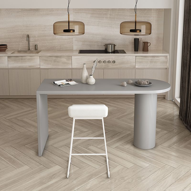Mesa de bar de madera sintética, mesa de pub moderna con pedestal doble para uso en patio