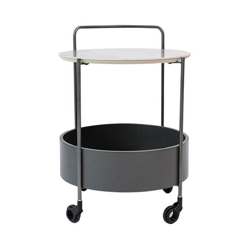 Round Ceramics Top Side Table 24.8" Tall Iron Base End Table with Shelf Clearhalo 'Coffee & Accent Tables' 'End & Side Tables' 'end_side_tables' 'furn' 'furn_end_side_tables' 'Furniture' 'Living Room Furniture' 1200x1200_1d732d99-d7d8-4e55-892d-7f3c782efdf7