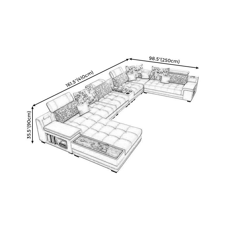 161.42"L x 98.43"W x 35.43"H Sofa Pillow Back Sectionals with Storage Clearhalo 'furn' 'furn_sectionals' 'Furniture' 'furniture_sectionals' 'Living Room Furniture' 'Sectionals' 1200x1200_1d743564-6027-48f5-a0f8-08b59eaa73b0