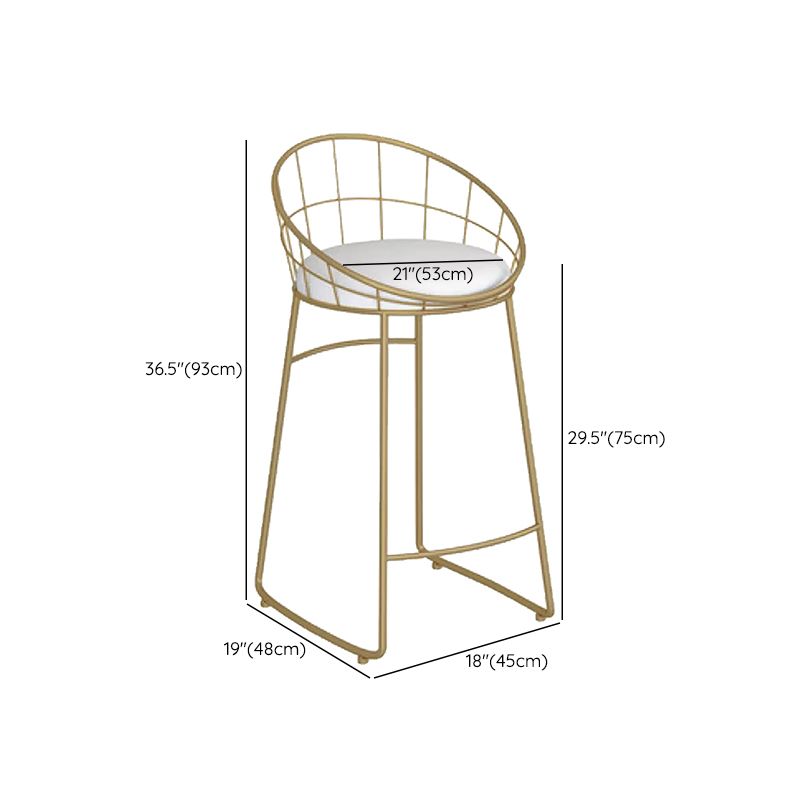 Contemporary Backrest Bar Stools Metal Barstool with Gold Footrest