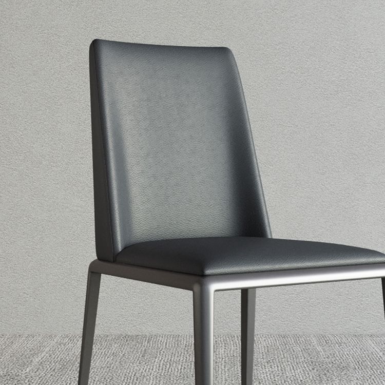 Silberbein zeitgenössischer Kunstleder -Esszimmerstuhl für Zuhause