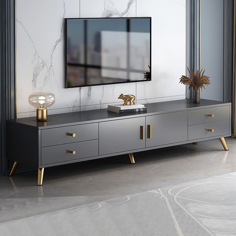 Consola de TV con almacenamiento cerrado, mueble de madera estilo Glam, con cajones y puertas