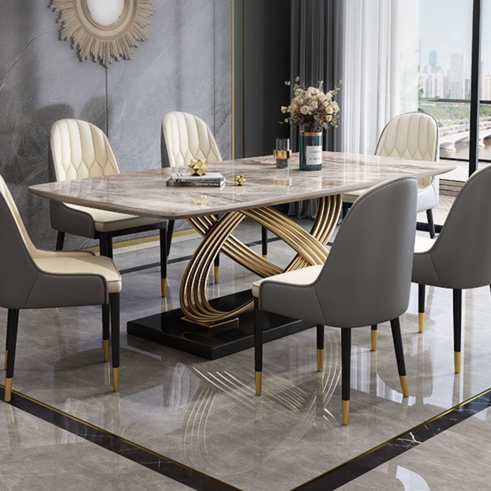 Stone Top Dining Table Contemporary Dining Table with Pedestal Base Clearhalo 'Dining Tables & Seating' 'Dining Tables' 'dining_table' 'furn' 'furn_dining_table' 'Furniture' 'Kitchen & Dining Furniture' 1200x1200_1d796150-ba9b-4981-82e8-ef944e61d7fb