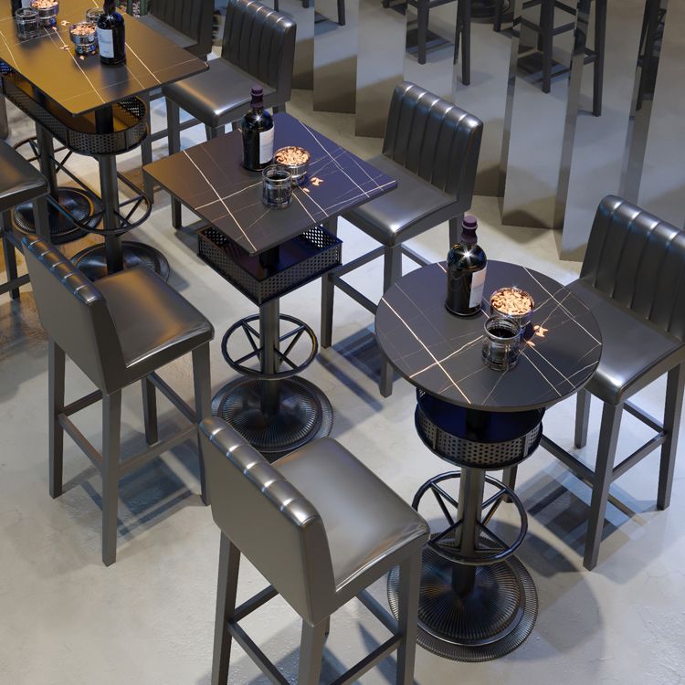 Industrial Style Bar Height Table Cafe Bar Dining Table with Storage Clearhalo 'Bar Furniture' 'Bar Tables' 'bar_tables' 'furn' 'furn_bar_tables' 'Furniture' 'Kitchen & Dining Furniture' 1200x1200_1d79fa11-d24f-42b3-abdd-af82c7532b09