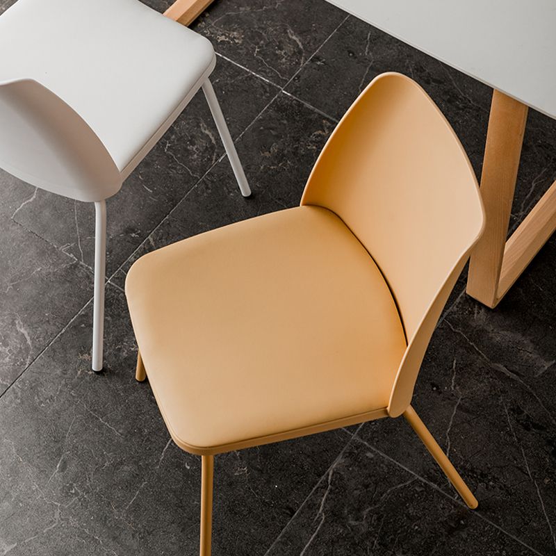 Modern Solid Back Side Chair Plastic Upholstered Armless Chair for Dining Room Clearhalo 'Dining Chairs' 'Dining Tables & Seating' 'dining_chair' 'furn' 'furn_dining_chair' 'Furniture' 'Kitchen & Dining Furniture' 1200x1200_1d7a365e-ee8a-435b-b1e2-e1f6645c46e1