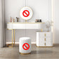 White Vanity Straight Feet Desk Stone Top Dressing Table Stool Set