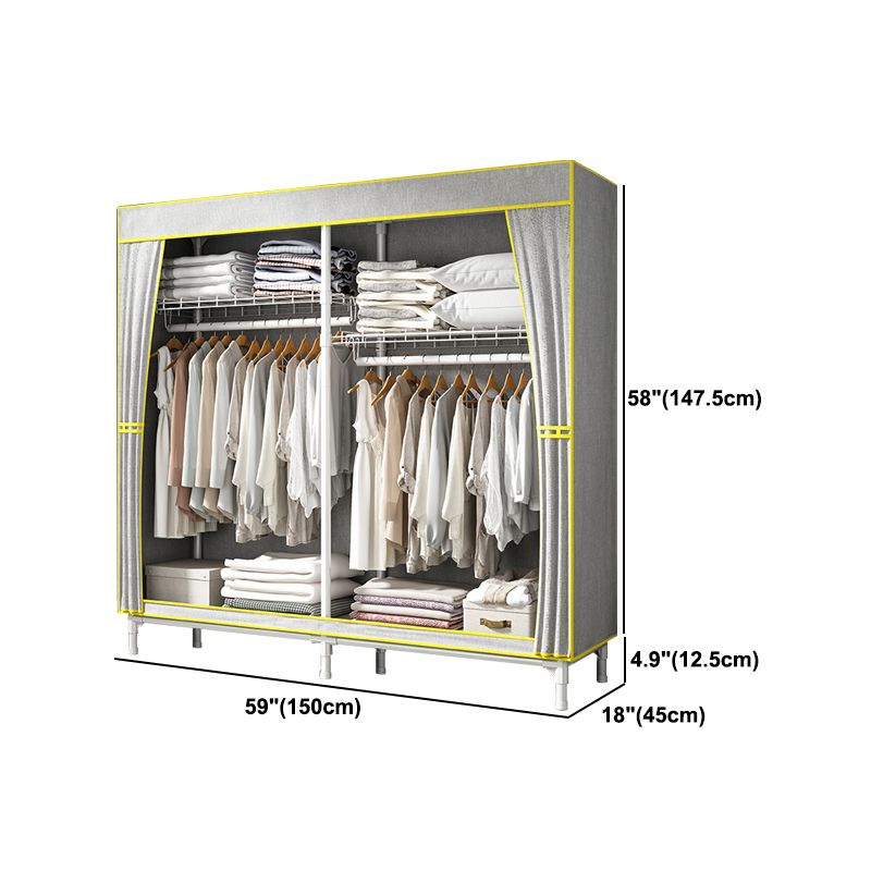 Contemporary Style Wardrobe Steel Wardrobe Closet with Shelves Clearhalo 'Armoires & Wardrobes' 'armoires_wardrobes' 'Bedroom Furniture' 'furn' 'furn_armoires_wardrobes' 'Furniture' 1200x1200_1d7b8783-51da-4273-a389-2858f9698854