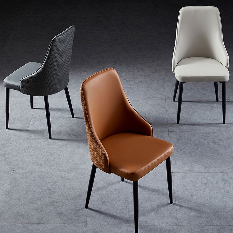 Contemporary Kitchen Dining Side Chair Leather Chair in Black Legs