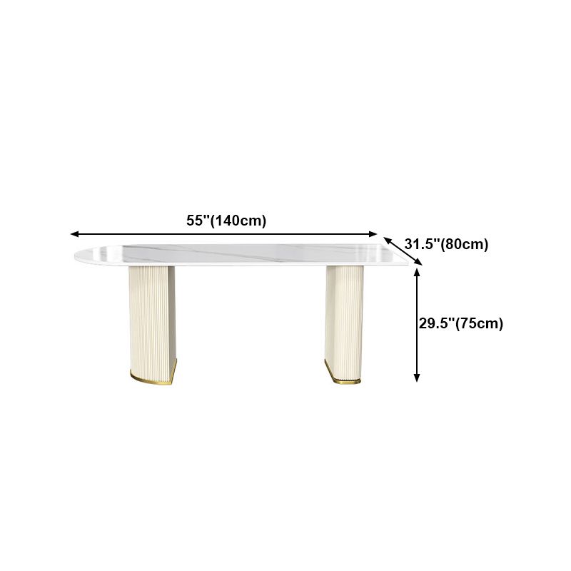 Freeform Sintered Stone White Table Luxury Double Pedestal Table for Dining Room Clearhalo 'Dining Tables & Seating' 'Dining Tables' 'dining_table' 'furn' 'furn_dining_table' 'Furniture' 'Kitchen & Dining Furniture' 1200x1200_1d7d9f3a-52c2-4662-85aa-f0cecc15109b