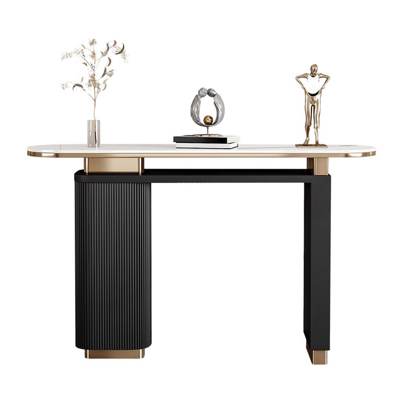 Glam Stone Console Table Oval Shape Console Sofa Table for Hall Clearhalo 'Console Tables' 'console_tables' 'Entry & Mudroom Furniture' 'furn' 'furn_console_tables' 'Furniture' 1200x1200_1d7efd83-36c8-4c25-a7b8-4ab6833f808a