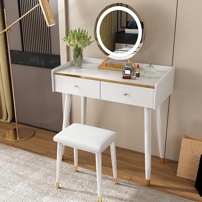 Tabella di vanità per trucco da 31,5 "W imposta in bianco con 2 cassetti