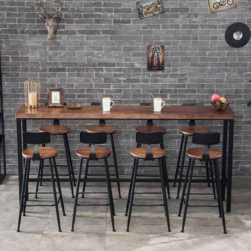 Juego de barra de estilo industrial, juego de comedor de pub rectangular de madera maciza de 1/4/5/9 piezas