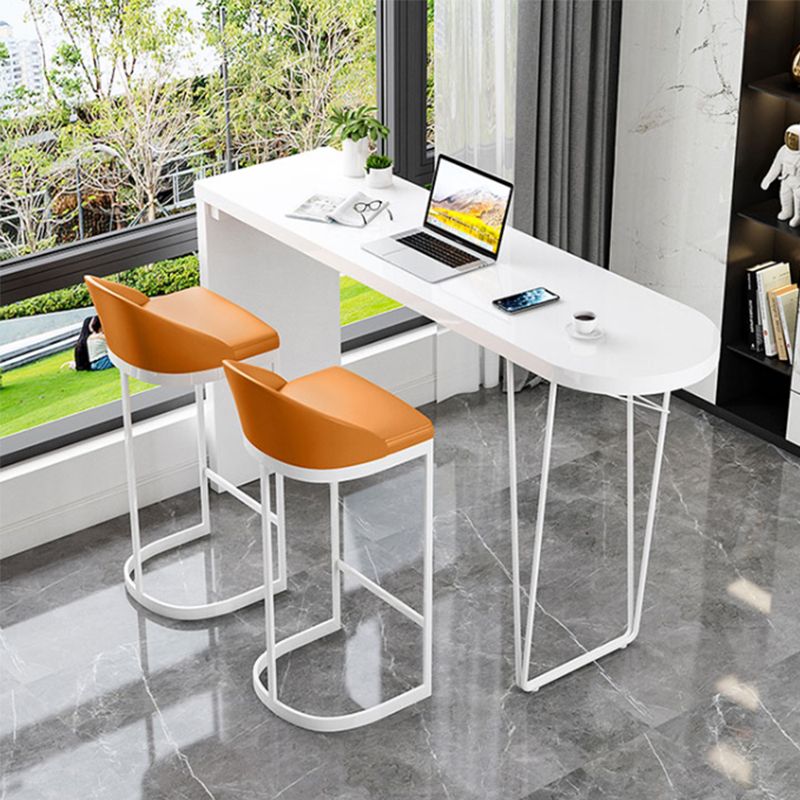 Tavolo da pranzo moderno bar in legno in legno tavolo da pub in altezza bianca con doppio piedistallo