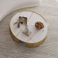 Luxurious Metal Drum Coffee Table Round Stone Top Cocktail Table