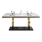 White Table Stone Top Traditional Luxury Rectangle Table with Stainless Steel Frame Clearhalo 'Dining Tables & Seating' 'Dining Tables' 'dining_table' 'furn' 'furn_dining_table' 'Furniture' 'Kitchen & Dining Furniture' 1200x1200_1d829f7c-52f7-444b-95e5-dd809421bcf9
