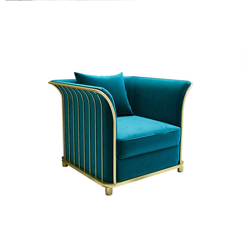 27.5" H Contemporary Velvet Tuxedo Arm Sofa with Pillows for Living Room