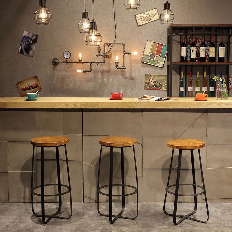 Solid Wood Bar Stool Contemporary Armless Dining Stool with Metal Base Clearhalo 'Bar Furniture' 'Bar Stools' 'bar_stools' 'furn' 'furn_bar_stools' 'Furniture' 'Kitchen & Dining Furniture' 1200x1200_1d8677db-e70c-441a-b6b3-f60854cec59f
