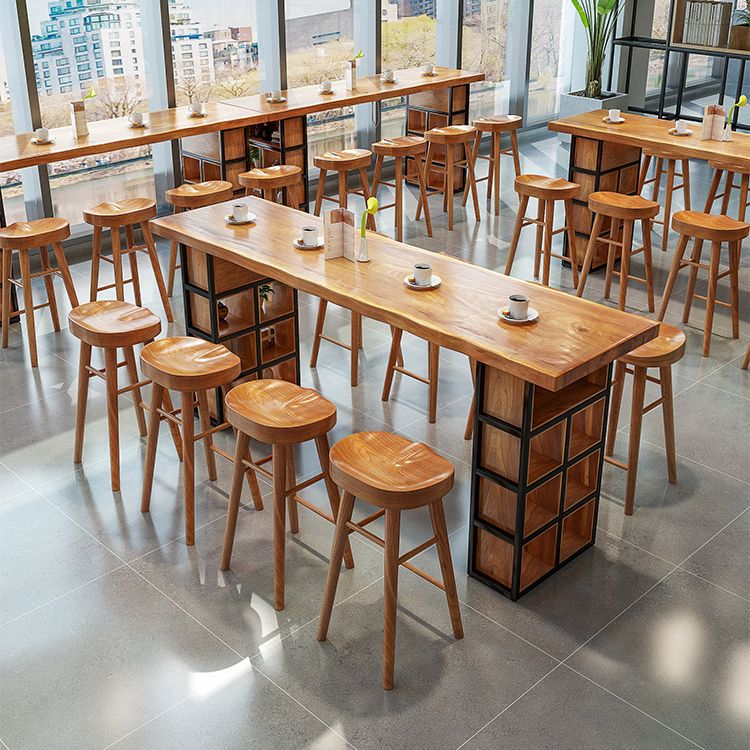 Industrial 1/2/9 Pieces Solid Wood Bar Table Set Fixed Counter Set for Home Use Clearhalo 'Bar Furniture' 'furn' 'furn_home_bar_bar_sets' 'Furniture' 'Home Bars & Bar Sets' 'home_bar_bar_sets' 'Kitchen & Dining Furniture' 1200x1200_1d870fcc-957e-43c8-90d9-b17033284690
