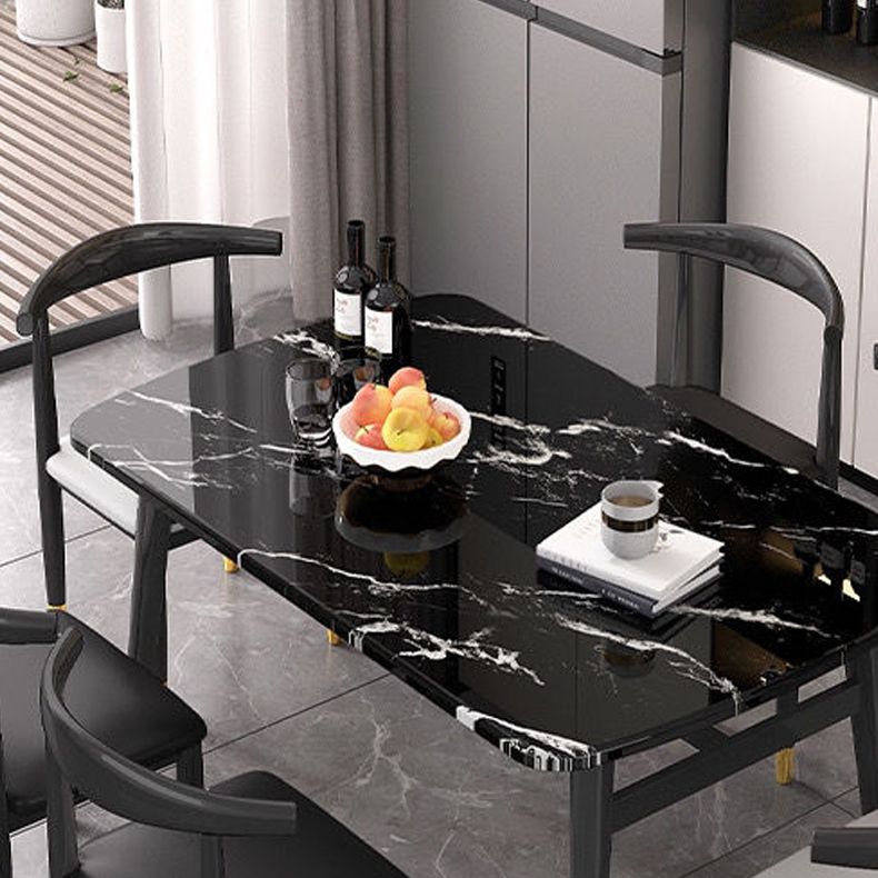 Black Dining Table Rectangle Dining Table for Kitchen Dining Room
