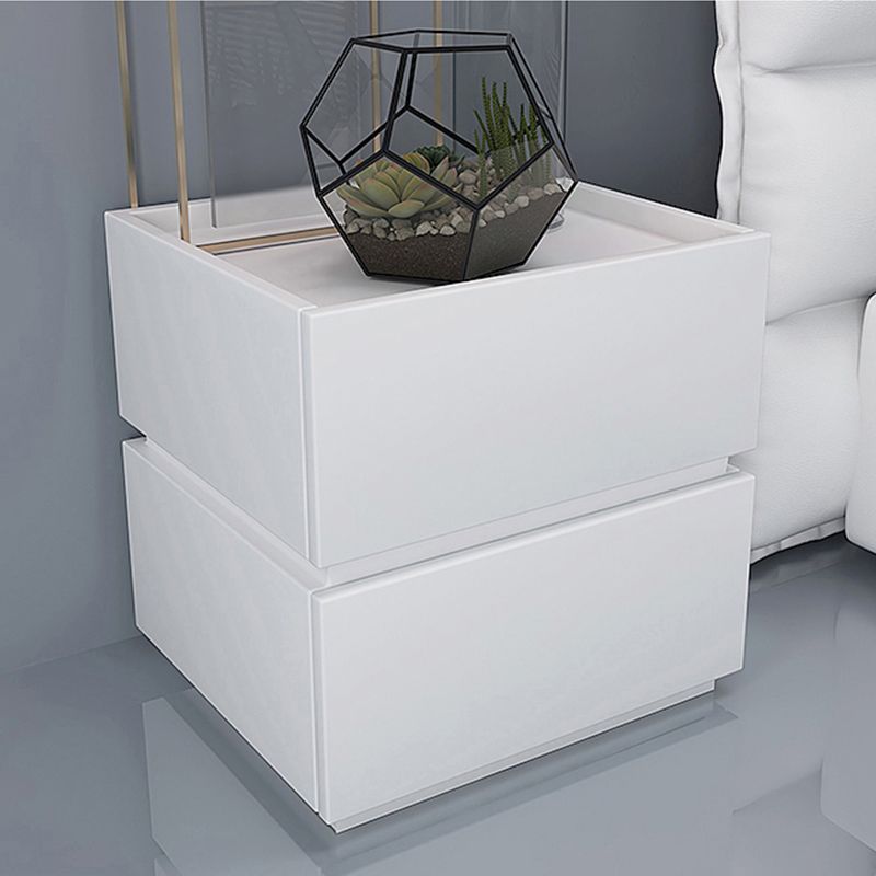 Moderner 2-Schalter-Nachttisch 18-Zoll großer Nachttisch in Grau/Schwarz/Weiß