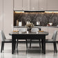 Sintered Stone Dining Table Round Dinner Table with Rubberwood Frame for Dining Room