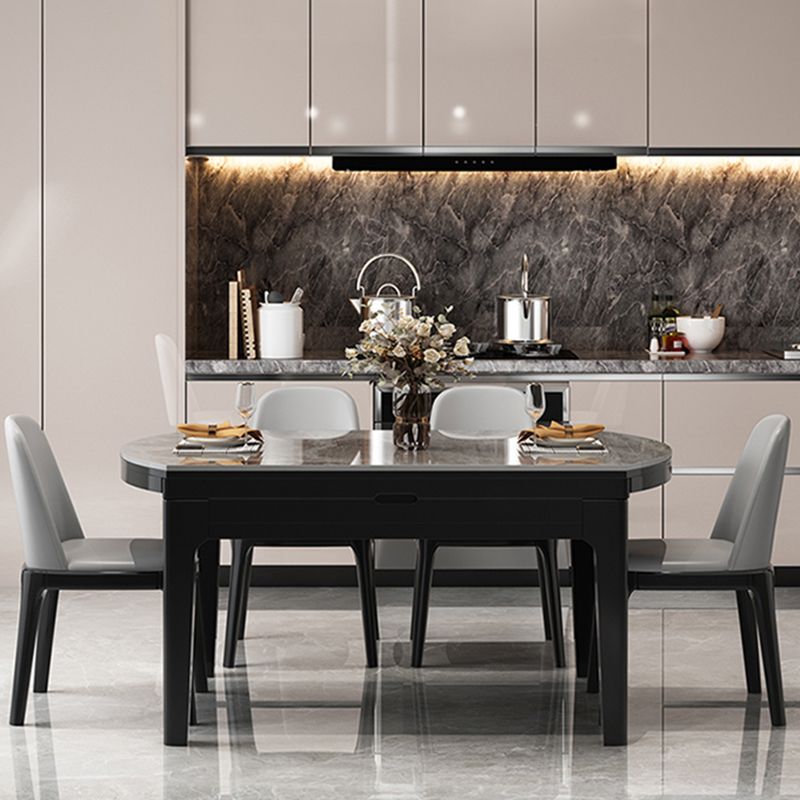Sintered Stone Dining Table Round Dinner Table with Rubberwood Frame for Dining Room